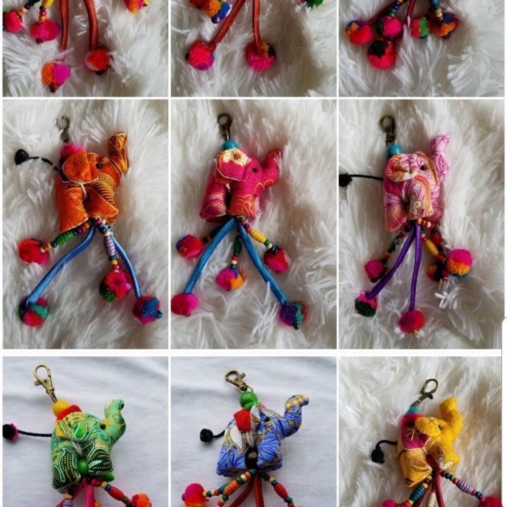 Thai hand made elephant  keychains purse charms